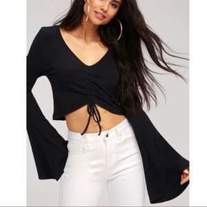 Jack by BB Dakota Leia Flounce Sleeve Crop Top, XS